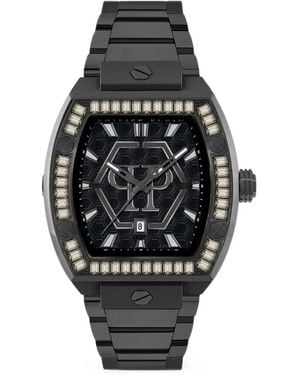 Philipp Plein Crystal-Bezel Tonneau 44Mm Watch - Black