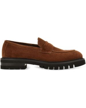 Ferragamo Saddle-Strap Penny Loafers - Brown
