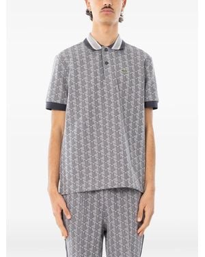 Lacoste Monogram-Print Polo Shirt - Grey