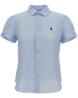 Polo Ralph Lauren Embroidered-Logo Short-Sleeved Shirt - Blue