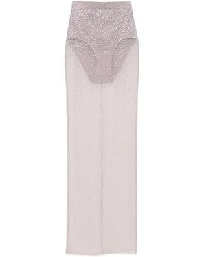 Alex Perry Crystal Mesh Maxi Skirt - White