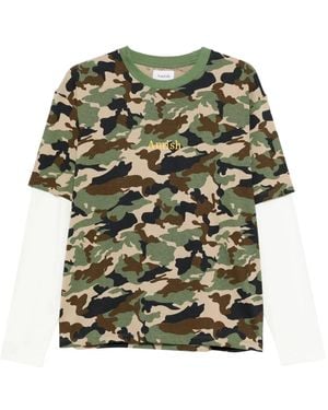 AMISH Camouflage-Print T-Shirt - Green