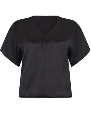 Roberto Cavalli V-Neck Silk Blouse - Black