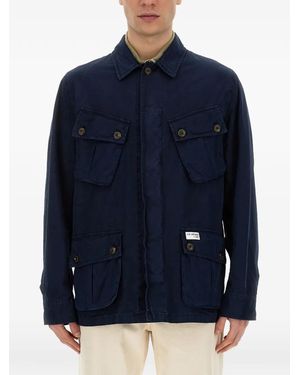 Fay Patch-Pocket Military Jacket - Blue