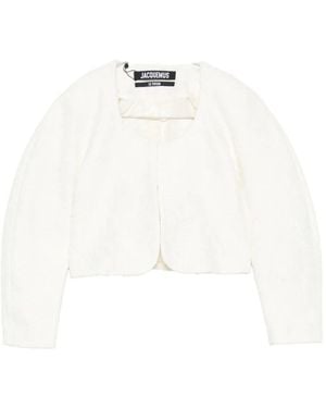 Jacquemus Cropped Tweed Jacket - White