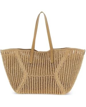 Brunello Cucinelli Large Woven Raffia Tote Bag - Natural