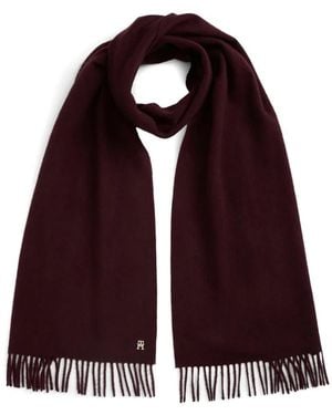 Tommy Hilfiger Fringed Logo-Plaque Scarf - Purple