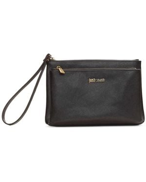 Just Cavalli Logo-Plaque Wrist-Strap Pouch - Black