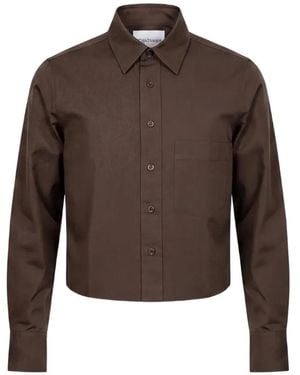 Closed Cropped Long-Sleeve Shirt - Brown