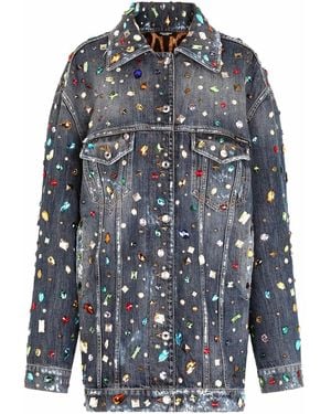Dolce & Gabbana Rhinestone-Embellished Denim Jacket - Blue