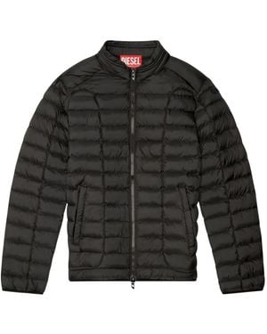 DIESEL Quilted Mock Neck Jacket - Black