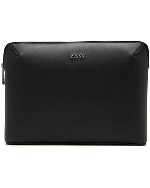 ZEGNA Leather Clutch Bag - Black