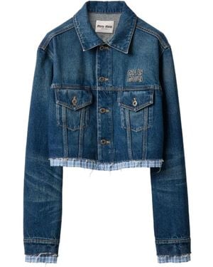 Miu Miu Jeans- Und Popeline-Jacke - Blau