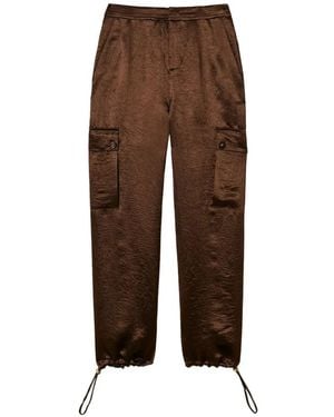 Twinset Pantalon Froissé À Poches Cargo - Brown