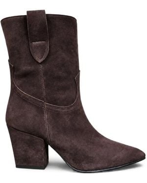 Poche Paris Bottes De Cowboy Čizme En Daim - Brown