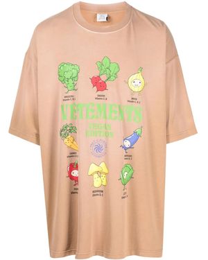 Vetements Vegan Logo-Print Cotton T-Shirt - Brown