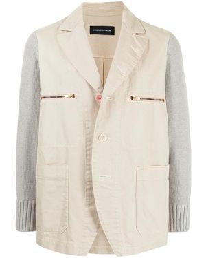 Undercover Contrasting-Sleeve Cotton Blazer - Natural