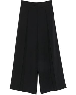 Imperial Pleated Wide-Leg Palazzo Pants - Black