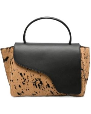 Atp Atelier Animal-Print Leather Tote Bag - Black