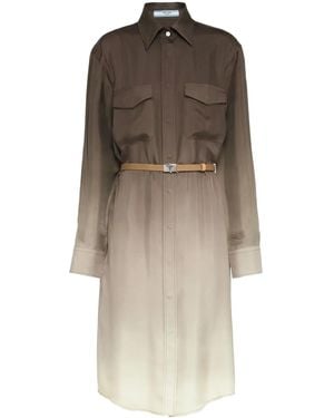 Prada Gradient Silk Shirtdress - Natural