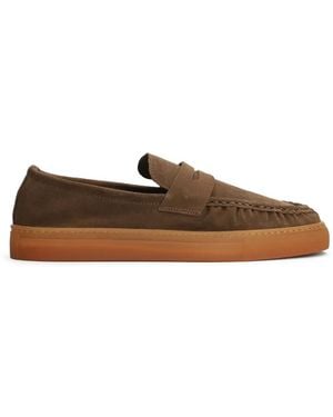 COPENHAGEN Suede Penny Loafers - Brown