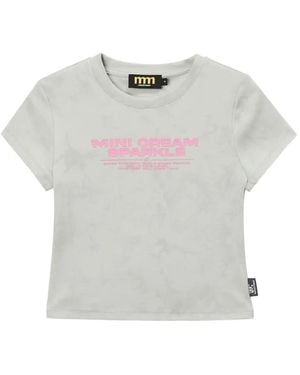 Mini Cream Round Neck T-Shirt - Grey
