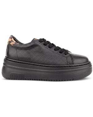 SERGIO MORETTI FIRENZE Leopard-Print Platform Trainers - Black