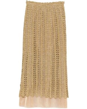Atu Body Couture Open-Knit Midi Skirt - Natural