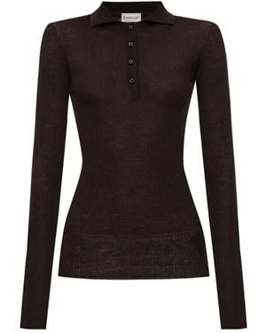 Moncler Ribbed Polo Top - Black