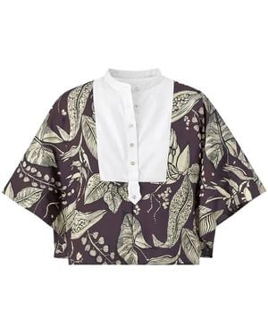 Psophia Floral-Print Shirt - Brown