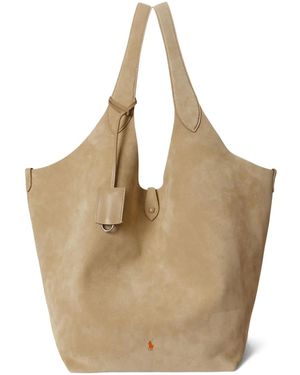 Polo Ralph Lauren Suede Pouch Tote Bag - Natural