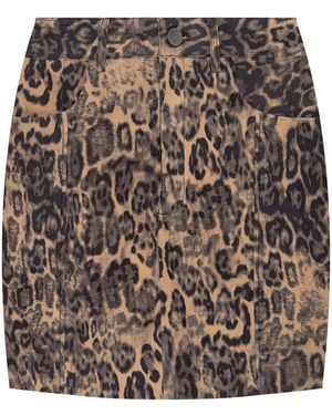 Gestuz Leopard-Print Mini Skirt - Brown