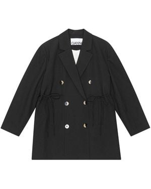 Ganni Doppelreihiger Oversized-Blazer - Schwarz