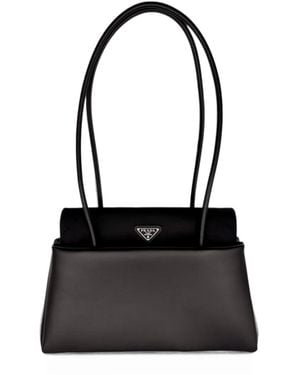 Prada Logo-Plaque Shoulder Bag - Black