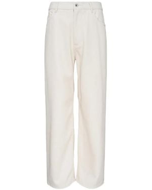 AURALEE Pantalones Anchos De Seda - Blanco