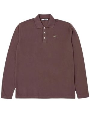 Edmmond Studios Logo-Patch Long-Sleeve Polo Shirt - Purple
