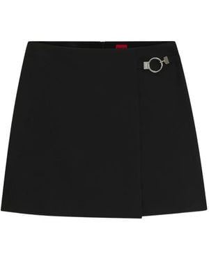 HUGO Wrap Mini Skirt With Metal Carabiner - Black
