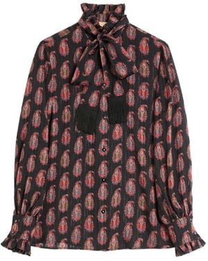 Valentino Garavani Bow-Tie Printed Blouse - Brown