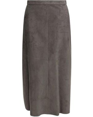 Max Mara Suede Panelled Skirt - Grey