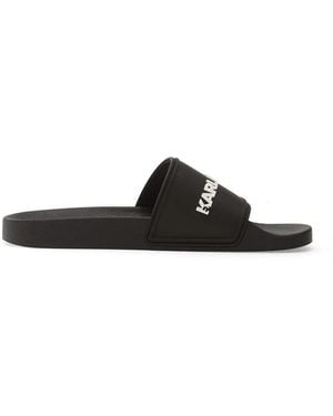 KARL LAGERFELD Kondo Ii Long Logo-Print Slides - Black