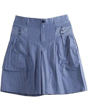 Emergency Room Vertical-Stripe Pleated Shorts - Blue