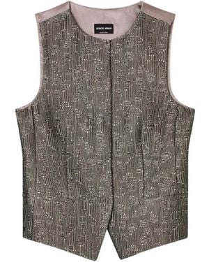 Giorgio Armani Weste Mit Rundem Ausschnitt - Grau
