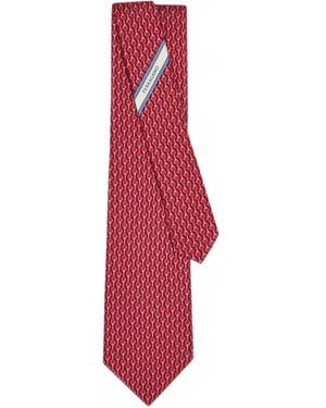Ferragamo Cravate En Soie À Imprimé Graphique - Red