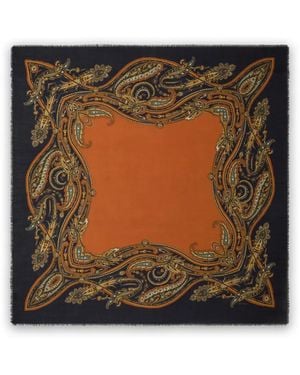 Etro Wool And Silk Shawl With Paisley Motif - Black
