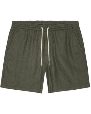 NN07 Drawstring Linen Shorts - Green
