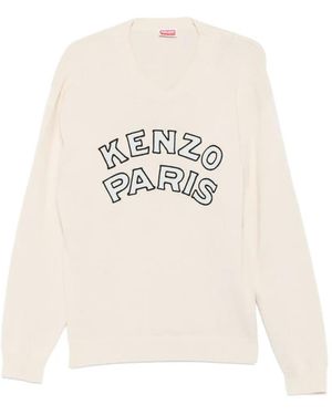 KENZO Maglione Con Ricamo - Bianco