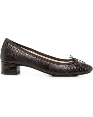 Repetto Lizard-Effect Bow-Detail Pumps - Brown