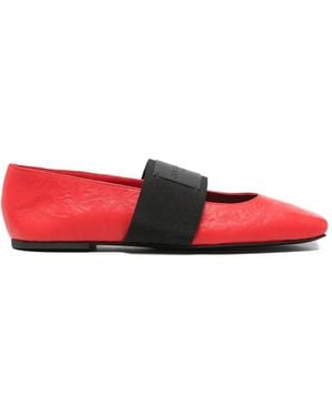 Givenchy Ballerines En Cuir À Plaque Logo - Red