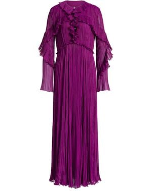 Alberta Ferretti Ruffled Pleated Midi Dress - Purple
