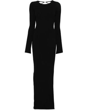 Mach & Mach Ribbed Long-Sleeved Maxi Dress - Black